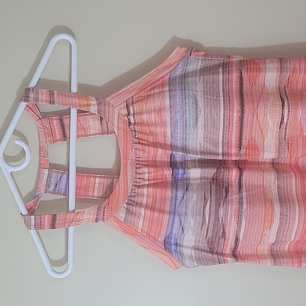 PrAna Racerback Quinn Dress sz L Sleeveless Stretch Shelf Bra Southwest Striped - Picture 2 of 6